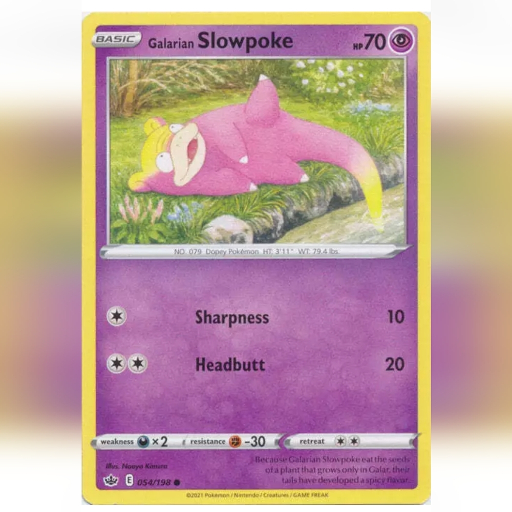 Galarian Slowpoke Pokemon Card 🔥 70 HP 🟡 054/198